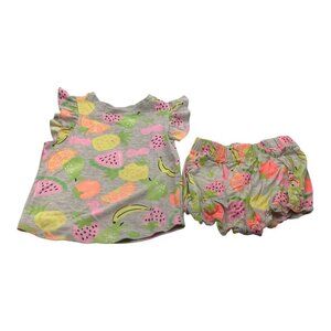 Garanimals Toddler Girls‎ Lot 4T Fruit Ruffle Sleeve Top & Elastic Waist Shorts